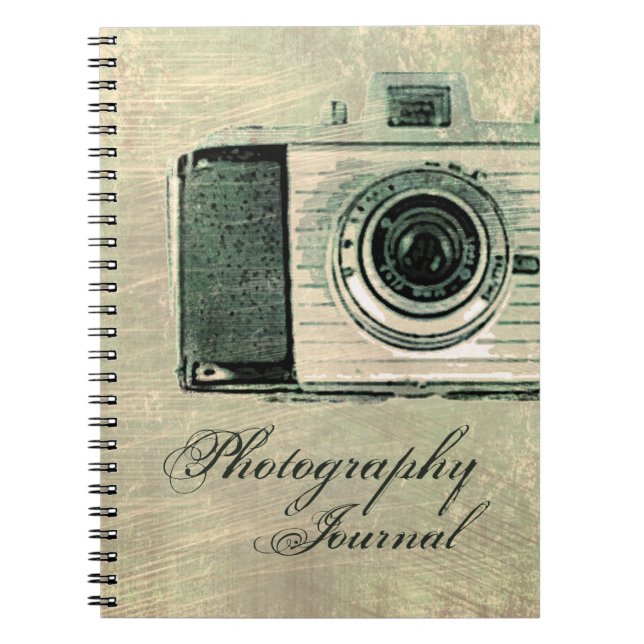 Grunge Vintage Camera Personalised Notebook (Front)