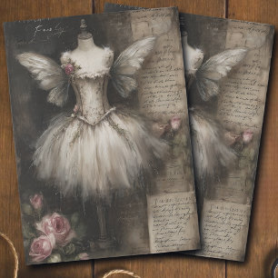 Grunge Vintage Fairy Ballerina Costume Decoupage  Tissue Paper