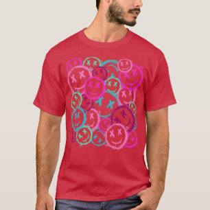 Grunge Vintage Graffiti Street Art Smiles Pink T-Shirt