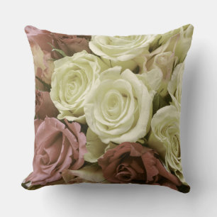 Grunge vintage retro roses photo flowers floral cushion