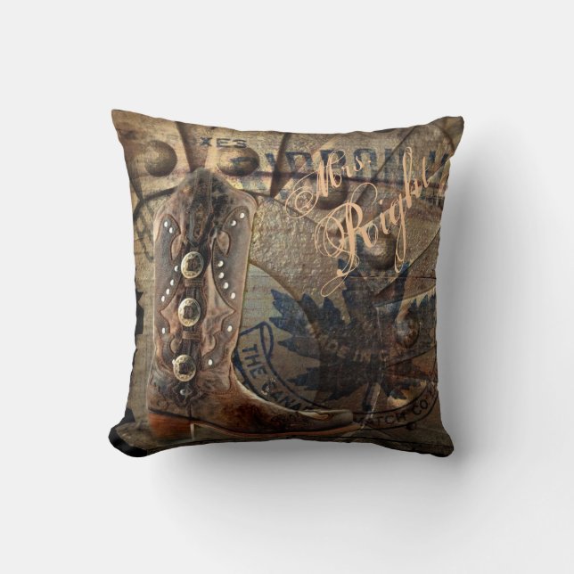 grunge Wagon Wheel western cowboy wedding Cushion (Front)