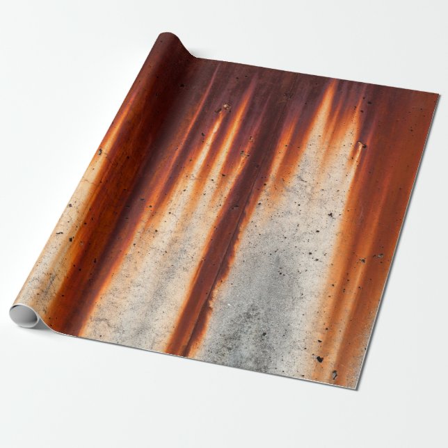 Grunge wall background with sags of rust wrapping paper (Unrolled)