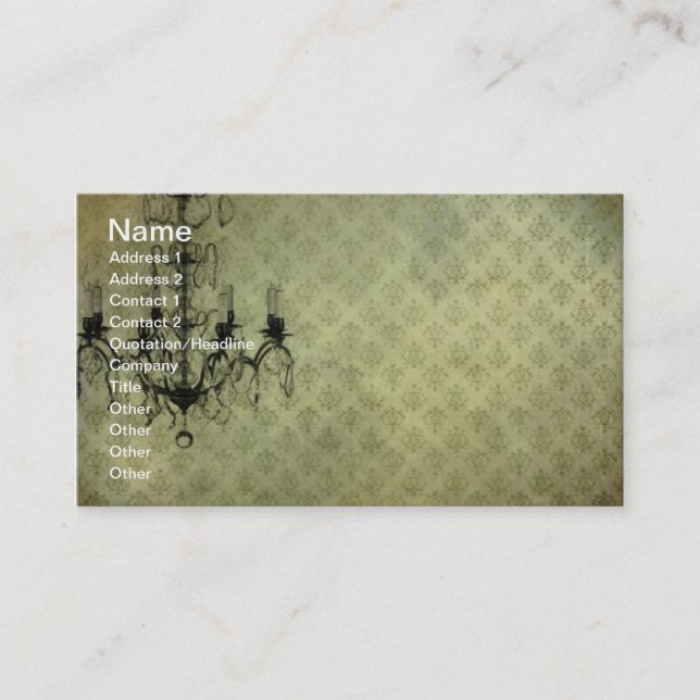 Grunge Wallpaper Chandelier Business Card (Front)