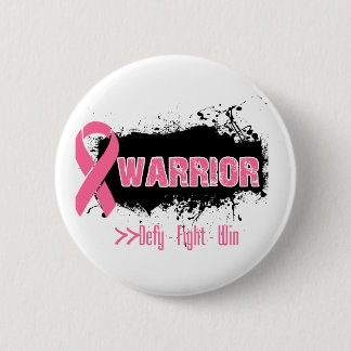 Grunge - WARRIOR - Breast Cancer 6 Cm Round Badge