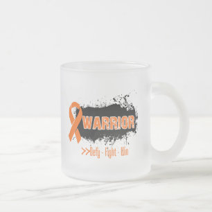 Grunge - WARRIOR - (Orange) Kidney Cancer Frosted Glass Coffee Mug