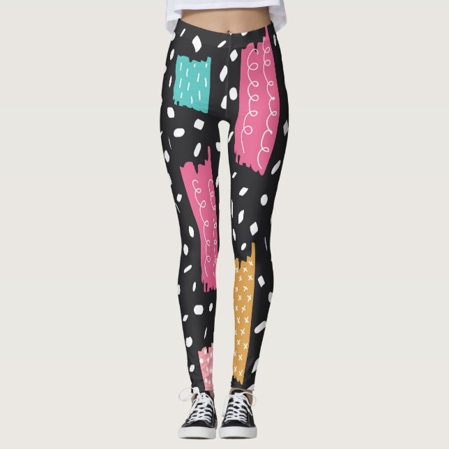 Grunge Washi Tape Abstract Leggings (Front)