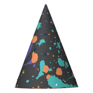 Grunge Watercolor: Colourful Spots Pattern. Party Hat