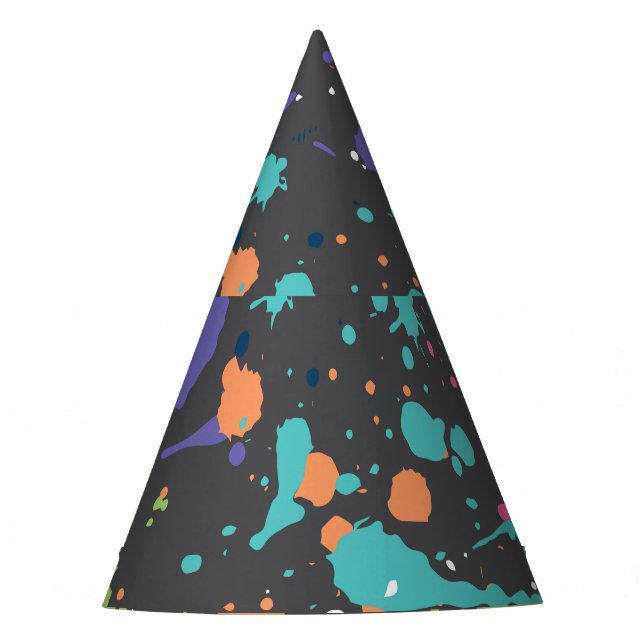 Grunge Watercolor: Colourful Spots Pattern. Party Hat (Front)