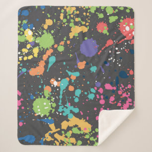 Grunge Watercolor: Colourful Spots Pattern. Sherpa Blanket