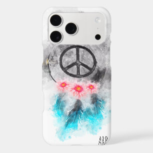 *~* Grunge Watercolor Peace Sign Feathers Flowers