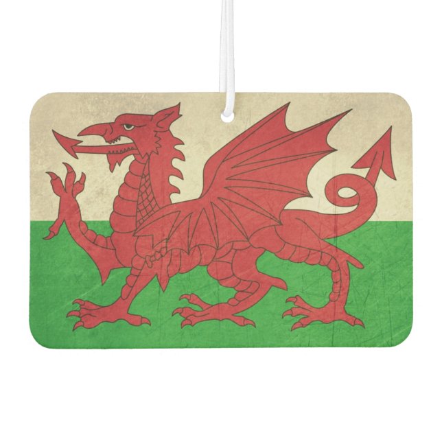 Grunge Welsh Dragon flag illustration Car Air Freshener (Front)