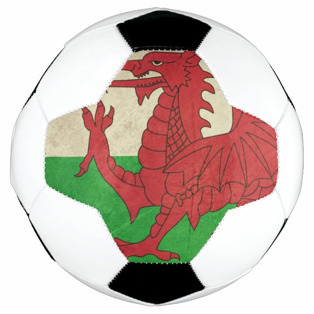 Grunge Welsh Dragon flag illustration Football (Front)