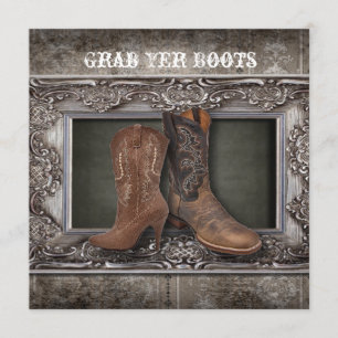 Grunge western country cowboy wedding announcement