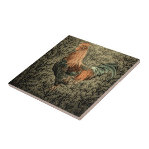 Grunge western country farm chicken rustic rooster tile