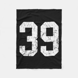 Grunge White Number Jersey Uniform Player Fan Fleece Blanket