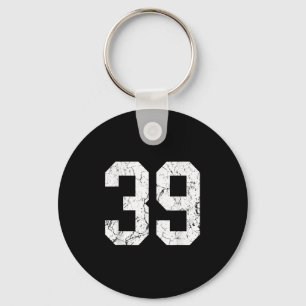 Grunge White Number Jersey Uniform Player Fan  Key Ring