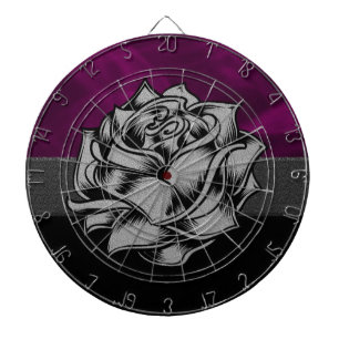 Grunge White Rose with Purple Smoky Background Dartboard