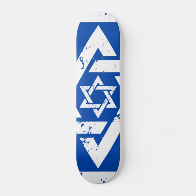 Grunge White Star of David Skateboard (Front)