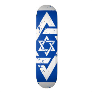 Grunge White Star of David Skateboard