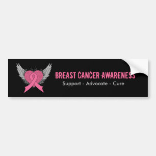 Grunge Winged Heart - Breast Cancer Bumper Sticker