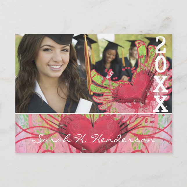 Grunge Winged Hearts 2010 Grad Invitations (Front)