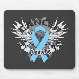 Grunge Winged Ribbon Prostate Cancer Survivor Mouse Mat