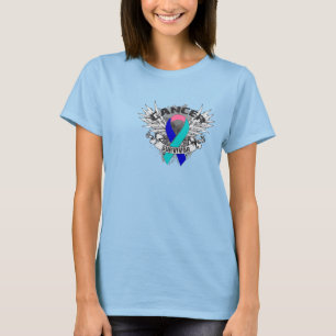 Grunge Winged Ribbon Thyroid Cancer Survivor T-Shirt