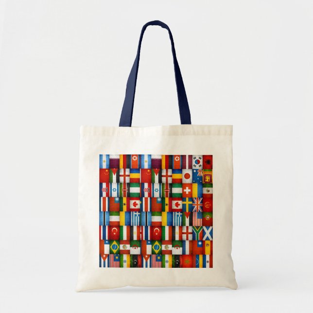 Grunge World Flags Collage Design Tote Bag (Front)