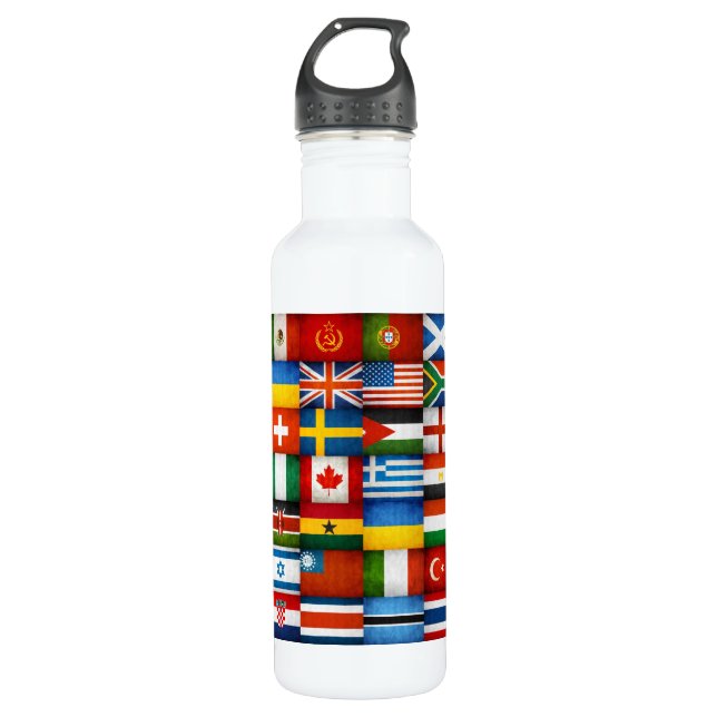 Grunge World Flags Collage Designer 710 Ml Water Bottle (Front)