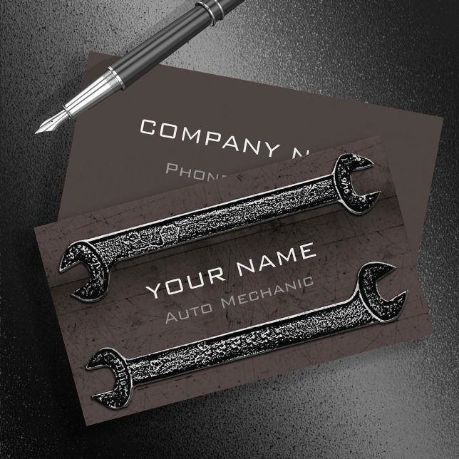 Grunge Wrenches Brown ID321 Business Card (Creator Uploaded)