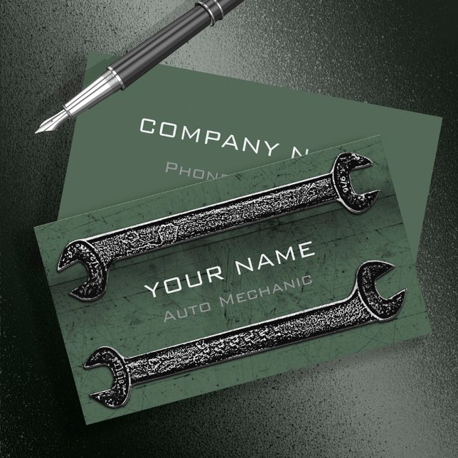 Grunge Wrenches Green ID321 Business Card (Creator Uploaded)