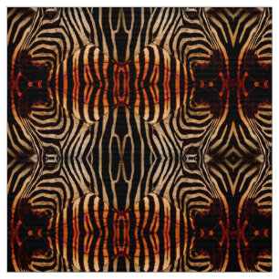 Grunge Zebra Pattern with Black Stripes Fabric