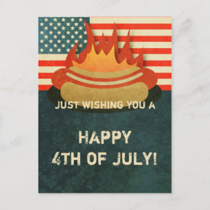 Grungy 4th of July BBQ Party Postcard