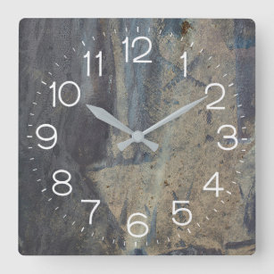 Grungy Abstract Slate Design Square Wall Clock