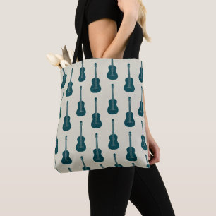 Grungy Acoustic Guitar Polkadot blue cream Tote Bag