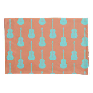 Grungy Acoustic Guitar Polkadot green orange Pillowcase