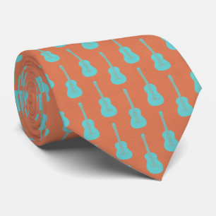 Grungy Acoustic Guitar Polkadot green orange Tie
