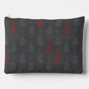 Grungy Acoustic Guitar Polkadot grey red Accessory Pouch