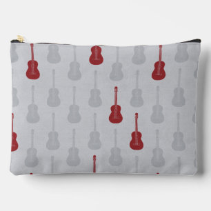 Grungy Acoustic Guitar Polkadot white red Accessory Pouch