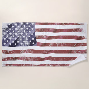 Grungy American flag  Beach Towel