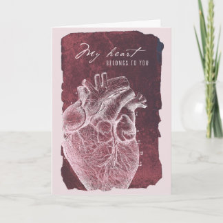 Grungy Anatomical Heart Valentine's Card in Red