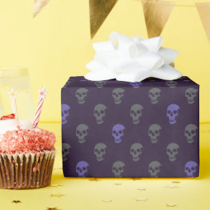 Grungy Anatomical Skull Polkadots grey purple Wrapping Paper