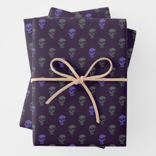 Grungy Anatomical Skull Polkadots grey purple Wrapping Paper Sheet