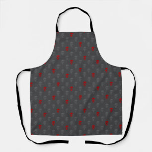 Grungy Anatomical Skull Polkadots grey red Apron