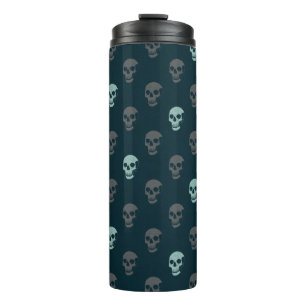 Grungy Anatomical Skull Polkadots navy mint grey Thermal Tumbler