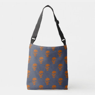 Grungy Anatomical Skull Polkadots orange blue Crossbody Bag