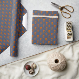Grungy Anatomical Skull Polkadots orange blue Wrapping Paper