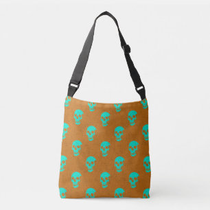 Grungy Anatomical Skull Polkadots orange green Crossbody Bag