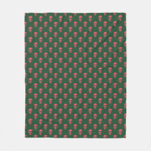 Grungy Anatomical Skull Polkadots pink green Fleece Blanket