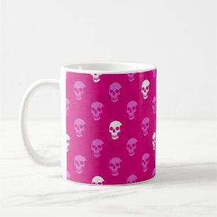 Grungy Anatomical Skull Polkadots pink white Coffee Mug